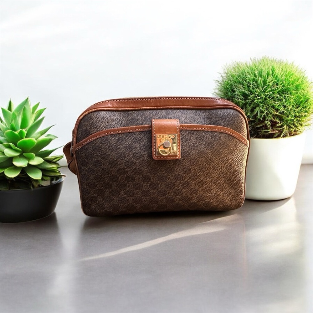 Authentic Vintage Celine Macadam crossbody bag.